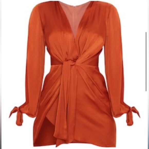 PrettyLittleThing Tie Front Mini Dress - Picture 3 of 5